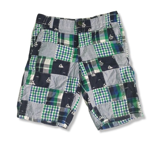 Gymboree Other - Gymboree kid's long shorts Prep Fit patchwork blue green adjustable waist 10